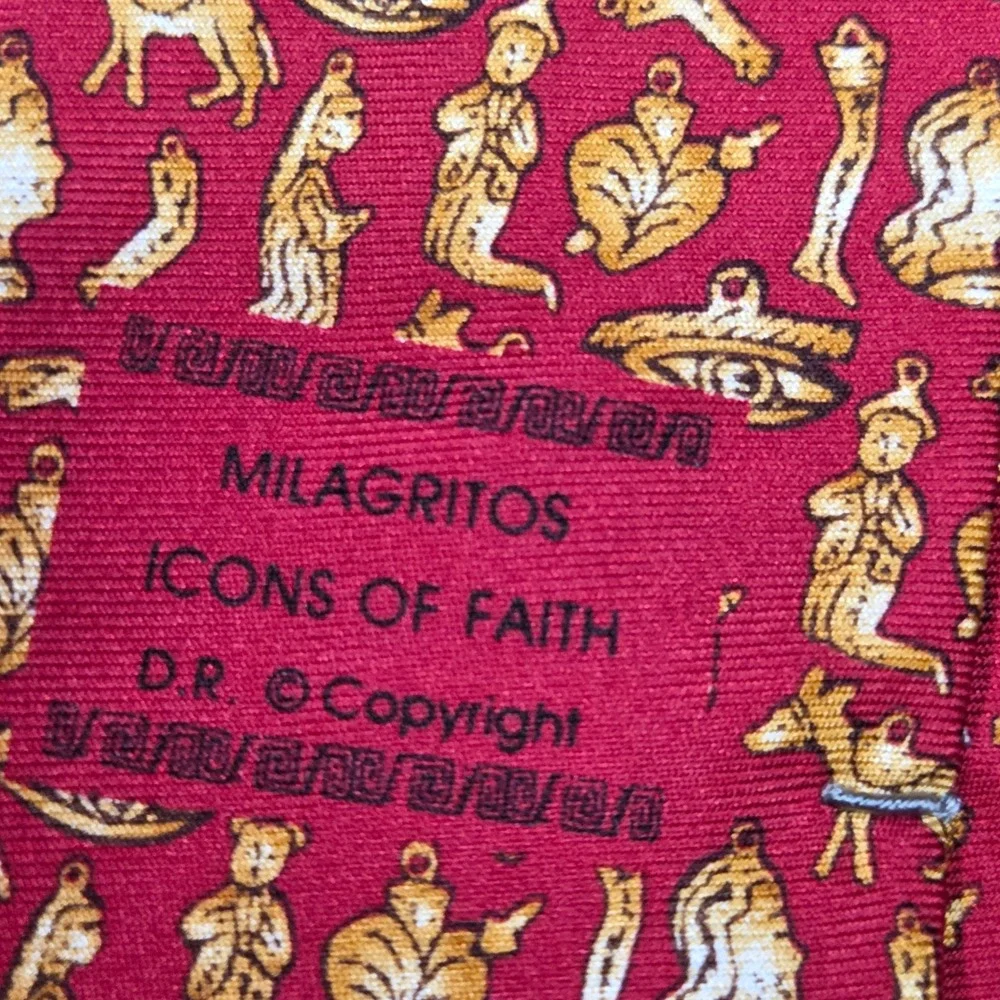 Pineda Covalin Silk Tie‎ Red Milagritos Icons of Faith Mexican Luxury